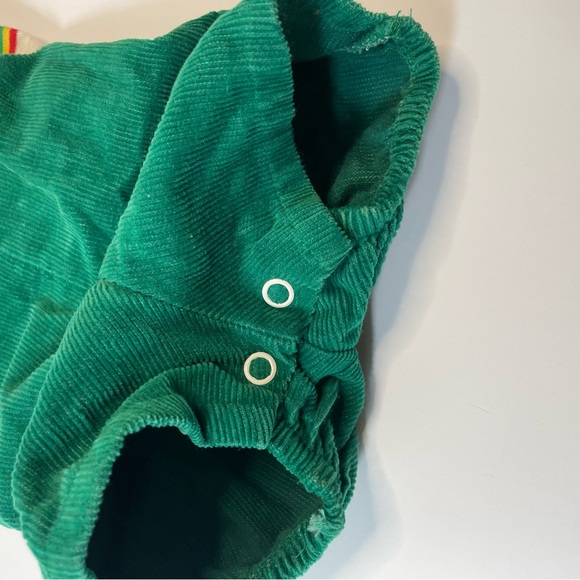 Vintage Newborn Overalls Outfit Green Corduroy Rainbow Striped Shirt Boy Or Girl - Picture 12 of 12